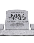 20″ x 10″ x 16″ Slant Headstone with 34″ Base & Two Vases