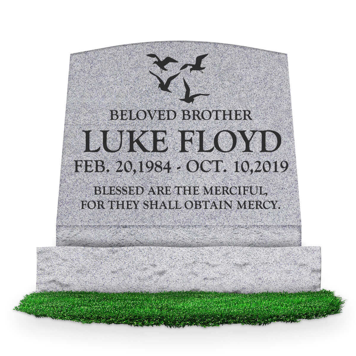 20″ x 10″ x 16″ Slant Headstone with 24″ Base