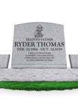 20″ x 10″ x 16″ Slant Headstone with 34″ Base & Two Vases
