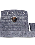 24″ x 10″ x 16″ Serp Top Slant Headstone with 34″ Base & Vase