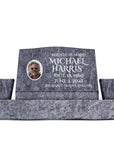 30″ x 10″ x 16″ Slant Headstone with 42″ Base & Two Vases