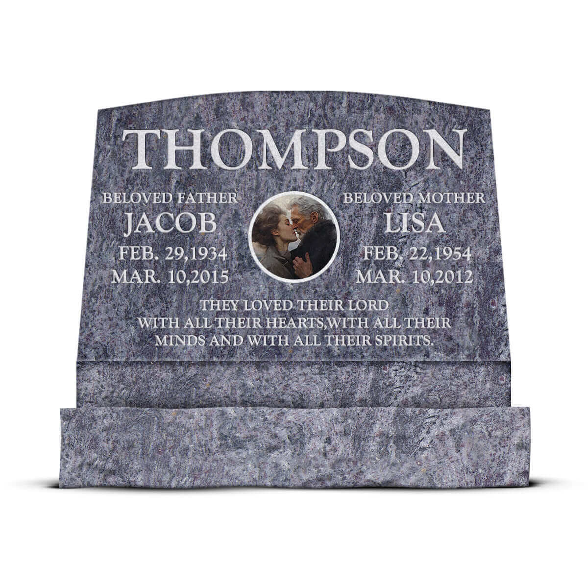 24″ x 10″ x 16″ Slant Headstone with 30″ Base