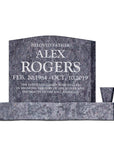24″ x 6″ x 20″ Upright Headstone with 36″ Base & Vase