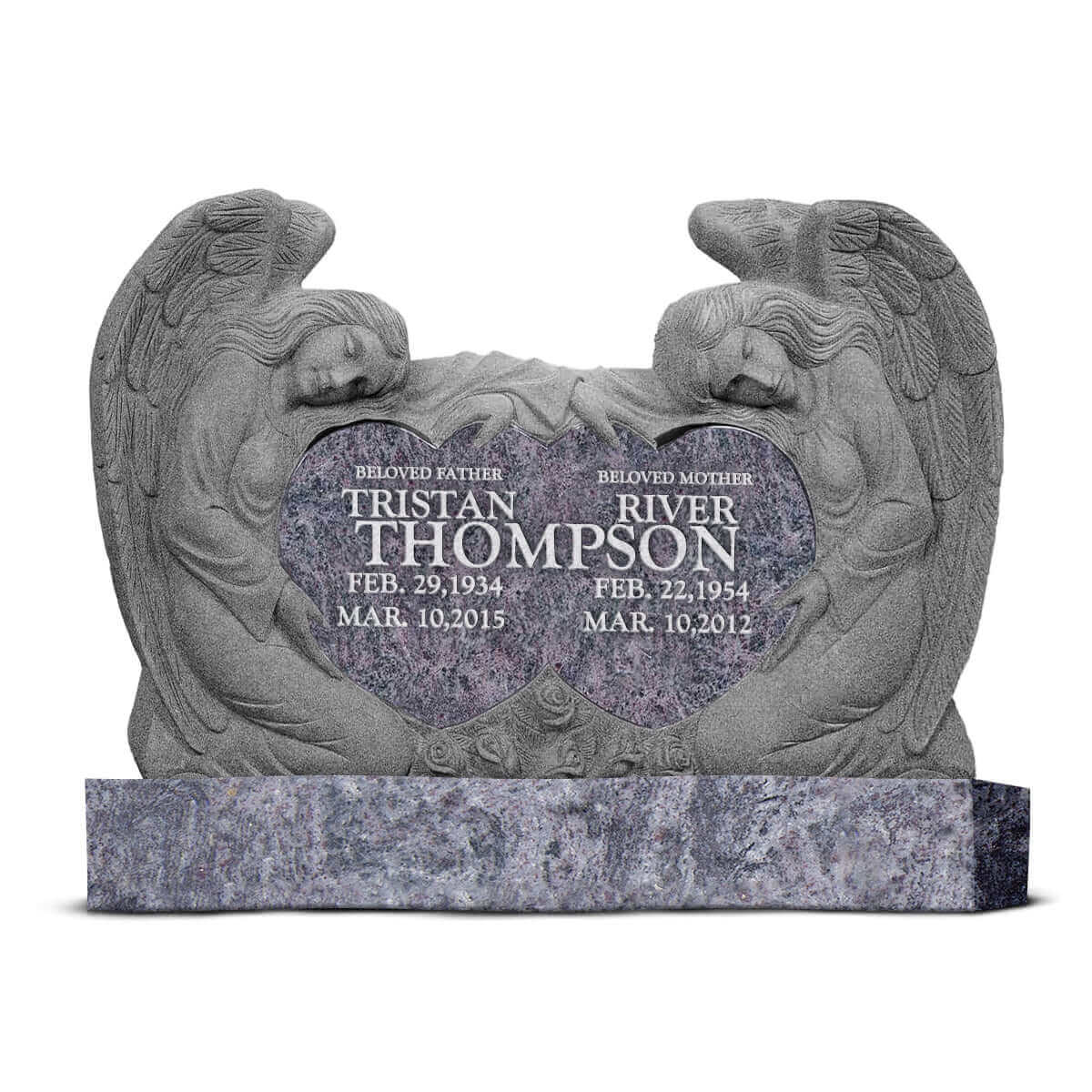 50″ x 8″ x 30″ Double Angel & Heart with 60” base