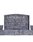 36″ x 6″ x 24″ Upright Headstone with 54″ Base & Two Vases