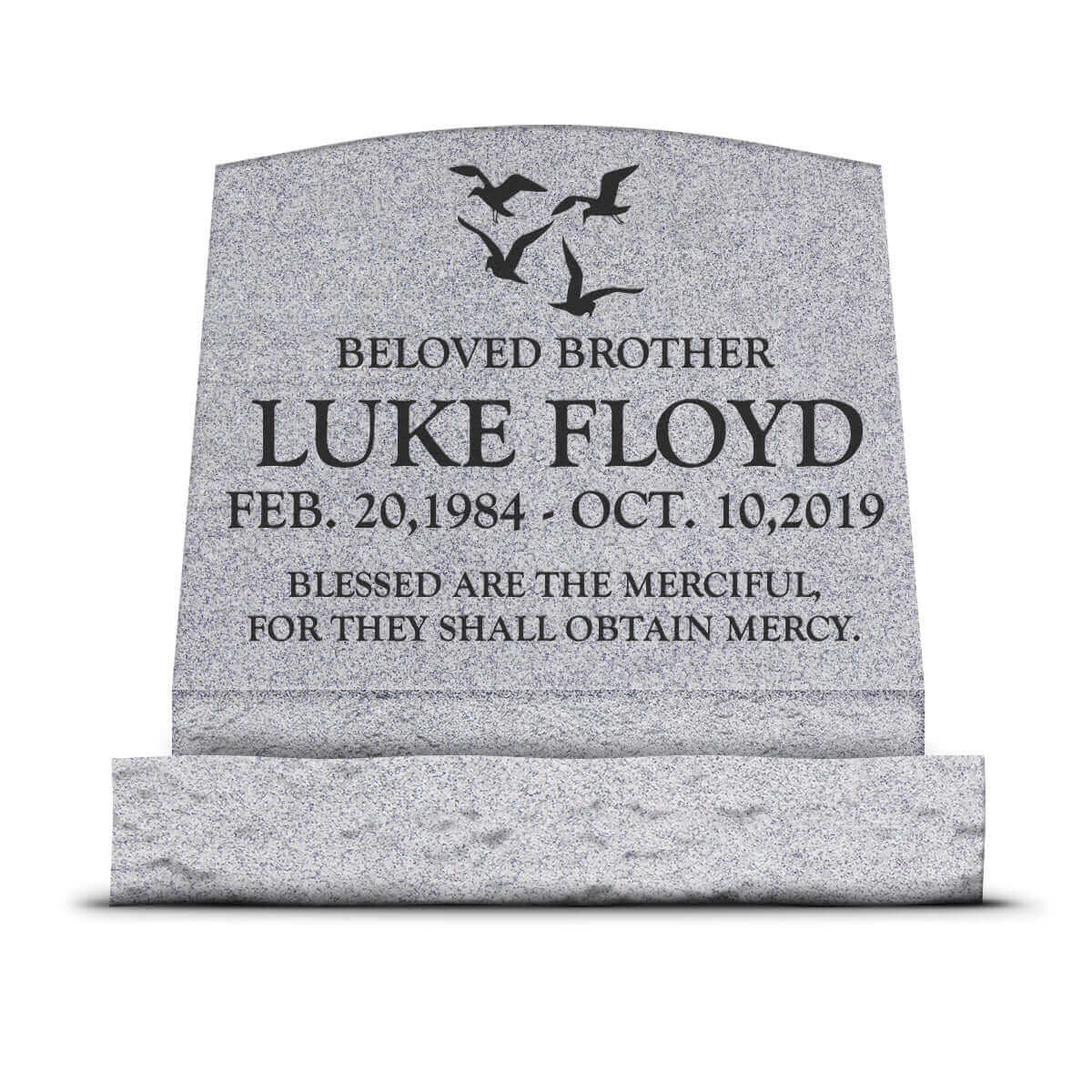 20″ x 10″ x 16″ Slant Headstone with 24″ Base