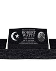 36″ x 10″ x 16″ Slant Headstone with 52″ Base & Two Vases