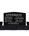 36″ x 6″ x 24″ Upright Headstone with 54″ Base & Two Vases
