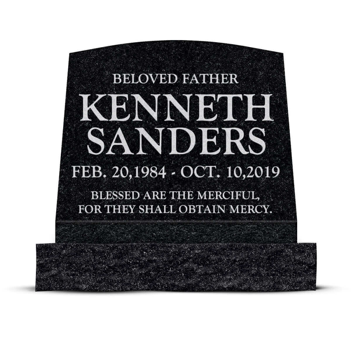 20″ x 10″ x 16″ Slant Headstone with 24″ Base
