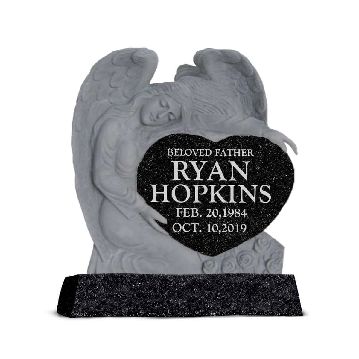 36″ x 8″ x 36″ Angel Holding Heart with 48” Bevel Base