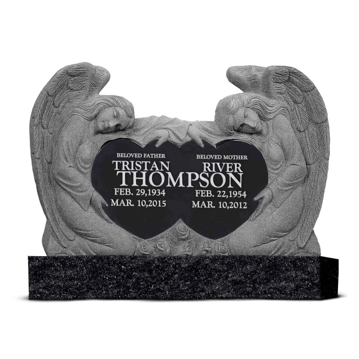 50″ x 8″ x 30″ Double Angel & Heart with 60” base