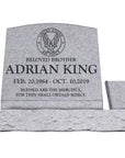 20″ x 10″ x 16″ Slant Headstone with 30″ Base & Vase