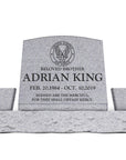 20″ x 10″ x 16″ Slant Headstone with 34″ Base & Two Vases