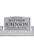 42″ x 6″ x 24″ Upright Headstone with 54″ Base & Two Vases