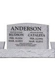 36″ x 6″ x 24″ Upright Headstone with 54″ Base & Two Vases