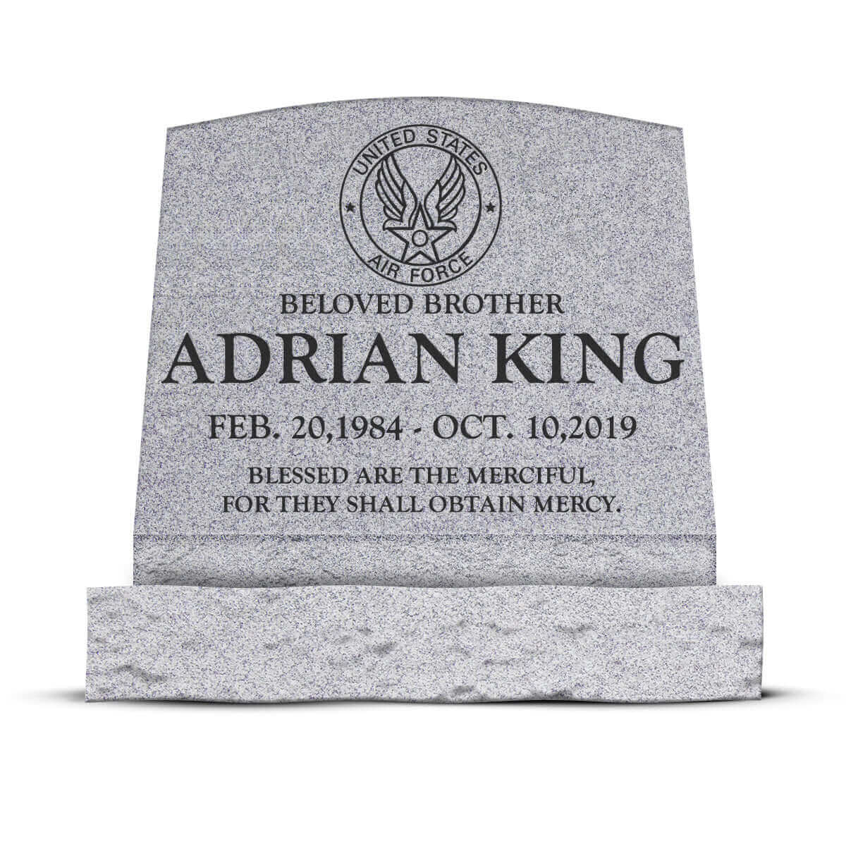 20″ x 10″ x 16″ Slant Headstone with 24″ Base