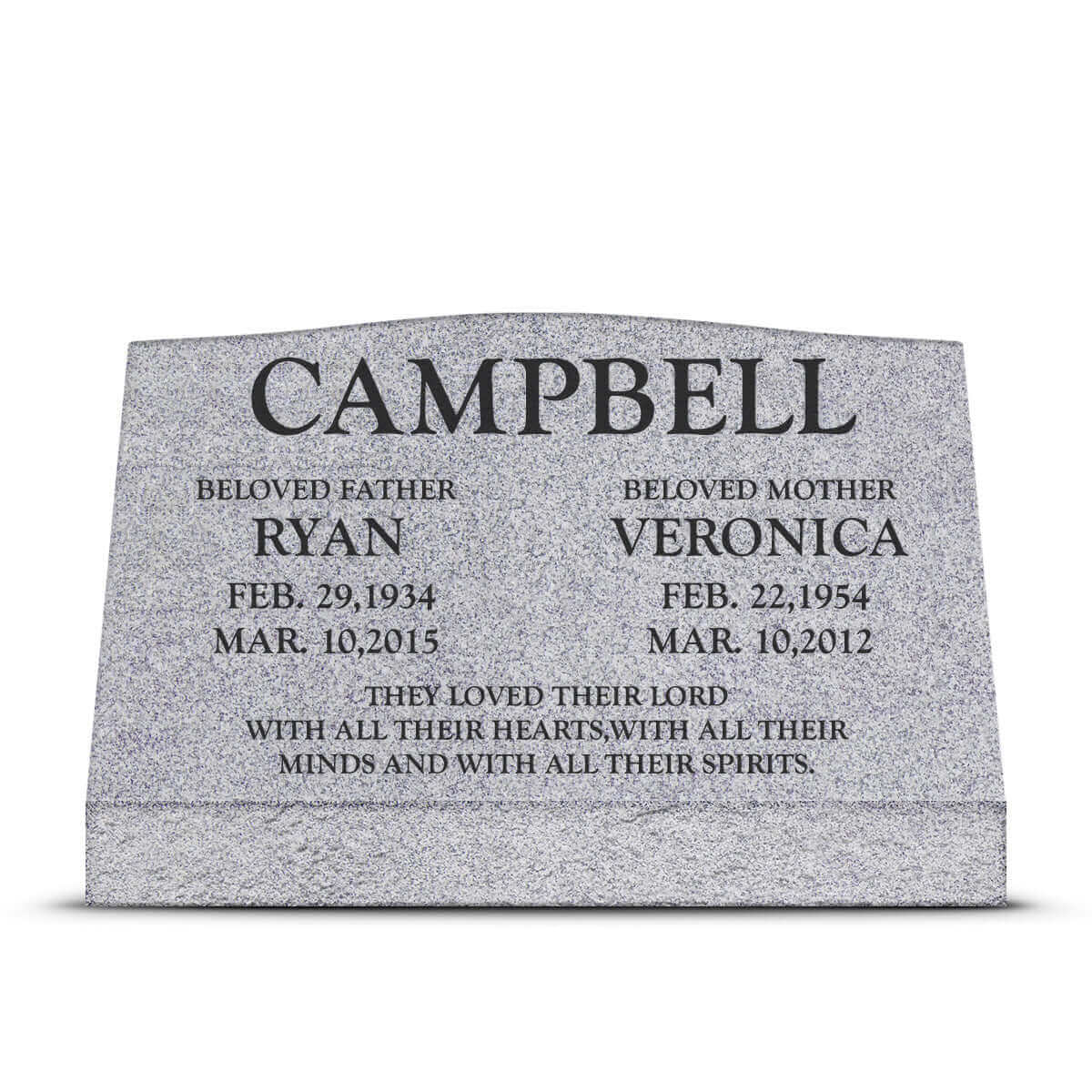 30″ x 10″ x 16″ Slant Headstone