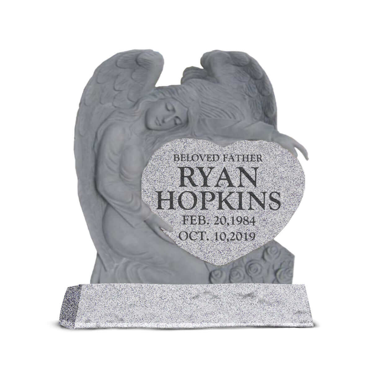 36″ x 8″ x 36″ Angel Holding Heart with 48” Bevel Base