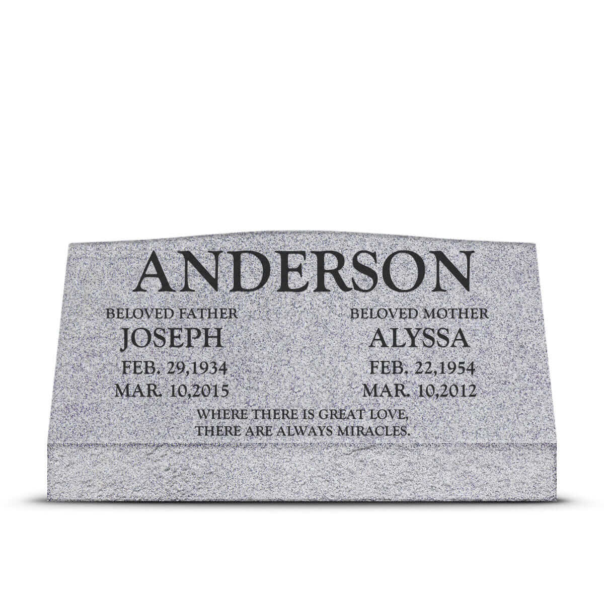 36″ x 10″ x 16″ Slant Headstone