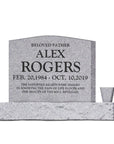 24″ x 6″ x 20″ Upright Headstone with 36″ Base & Vase