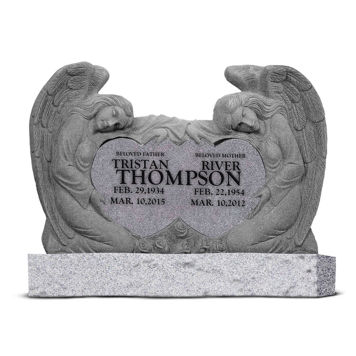 50″ x 8″ x 30″ Double Angel & Heart with 60” base