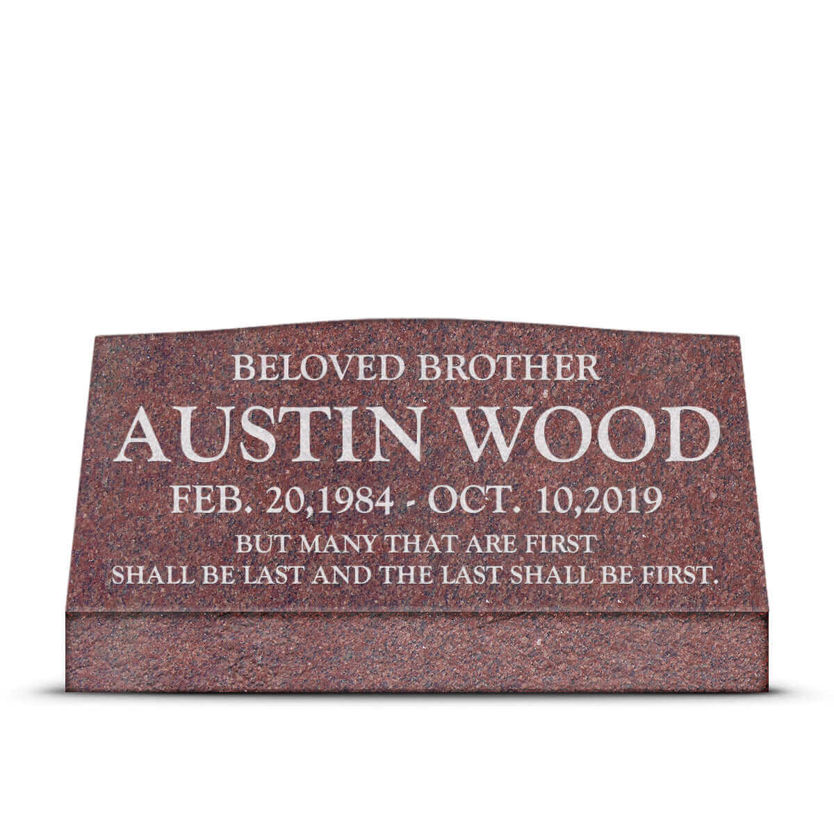 36″ x 10″ x 16″ Slant Headstone