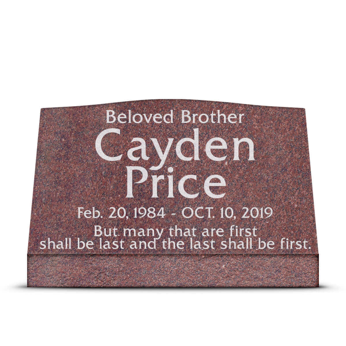 30″ x 10″ x 16″ Slant Headstone