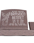 24″ x 10″ x 16″ Serp Top Slant Headstone with 34″ Base & Vase