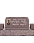 36″ x 10″ x 16″ Slant Headstone with 52″ Base & Two Vases