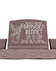 24″ x 10″ x 16″ Slant Headstone with 36″ Base & Two Vases