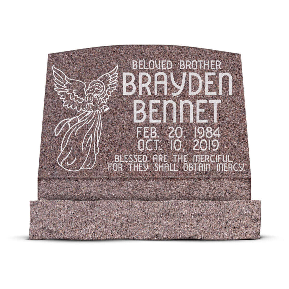24″ x 10″ x 16″ Slant Headstone with 30″ Base
