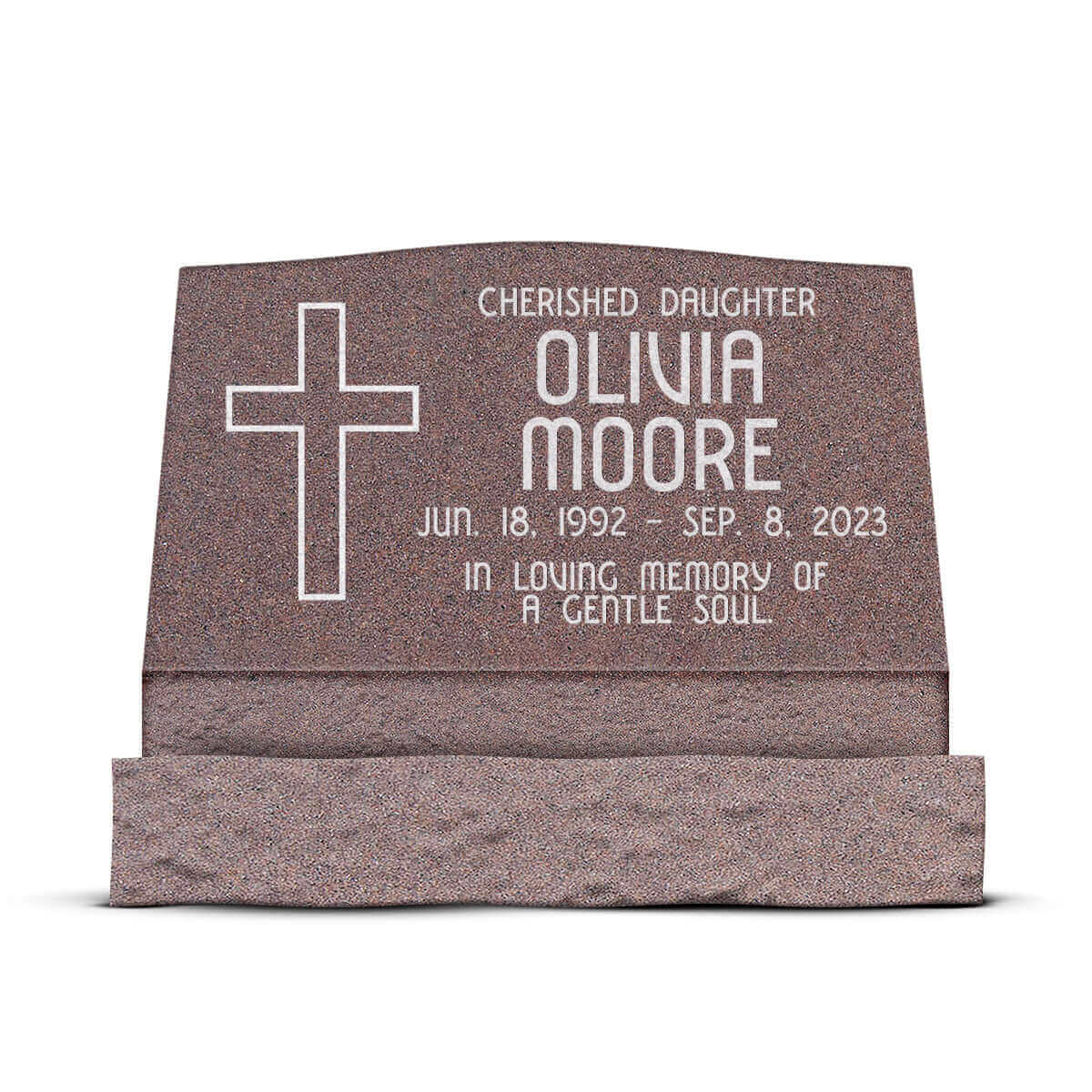 30″ x 10″ x 16″ Slant Headstone with 36″ Base