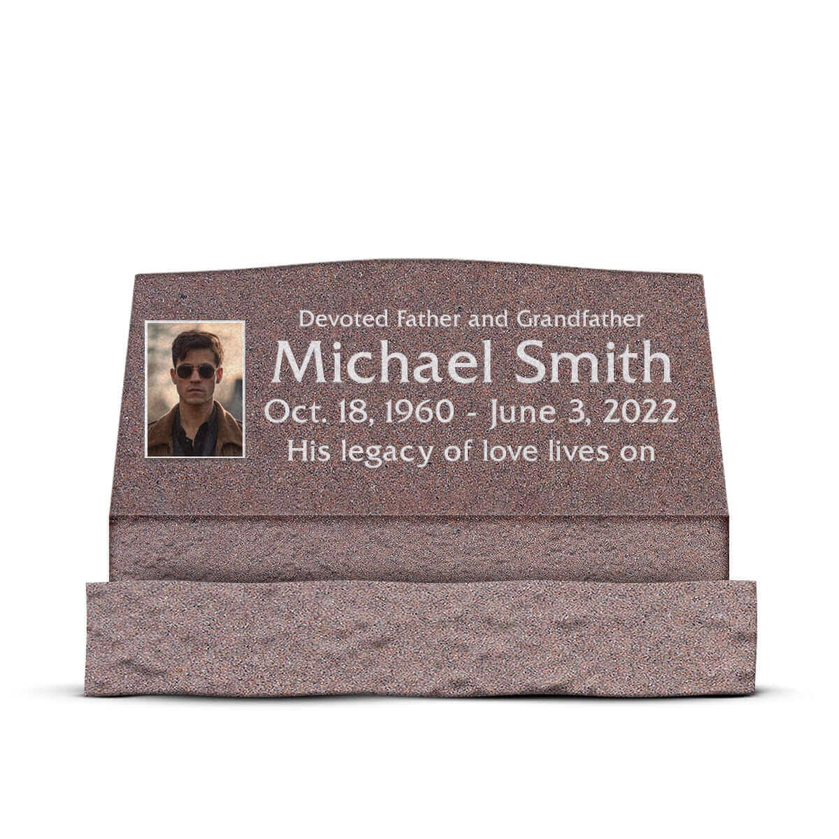 36″ x 10″ x 16″ Slant Headstone with 42″ Base