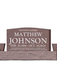 42″ x 6″ x 24″ Upright Headstone with 54″ Base & Two Vases