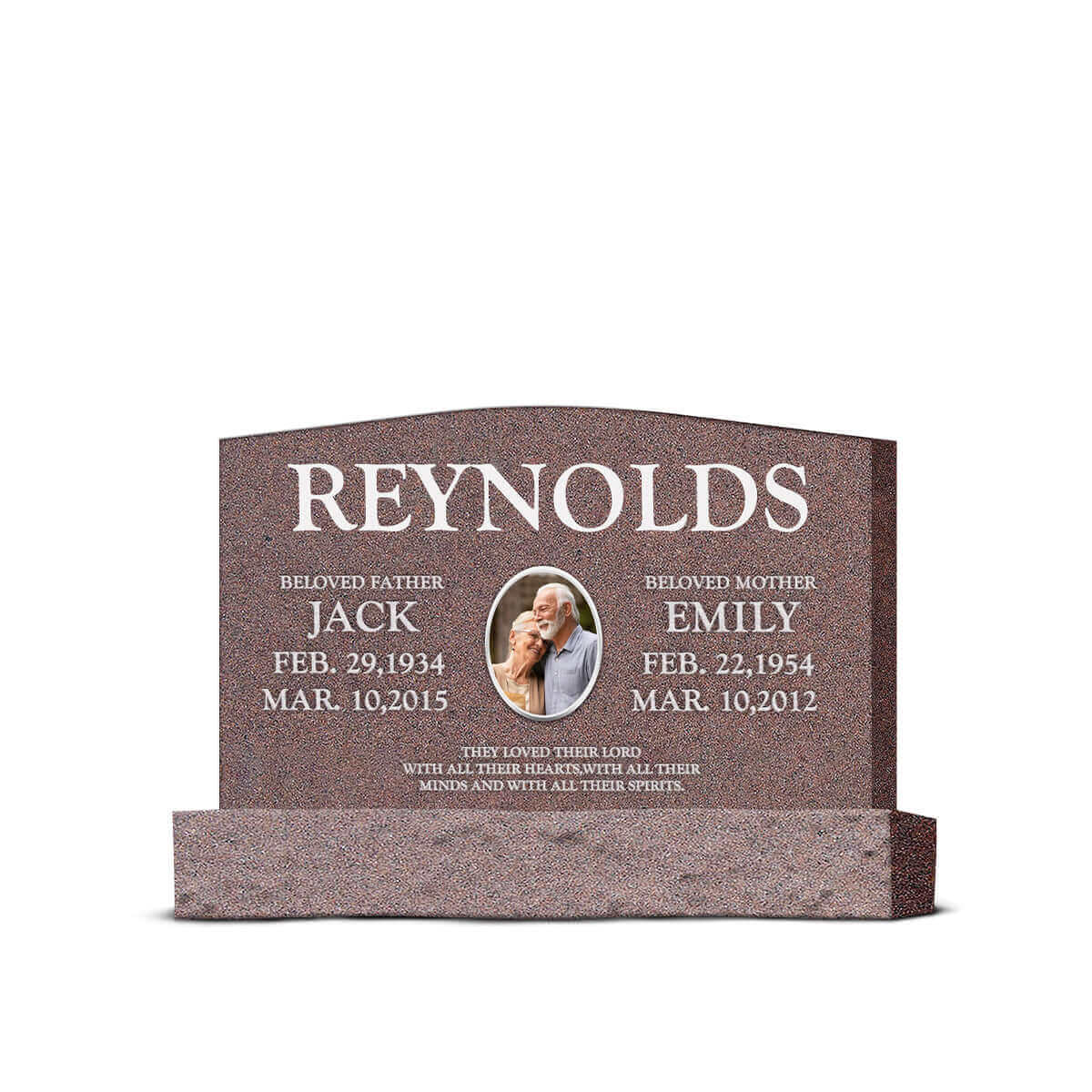 42″ x 6″ x 24″ Upright Headstone with 54″ Base
