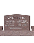 36″ x 6″ x 24″ Upright Headstone with 54″ Base & Two Vases