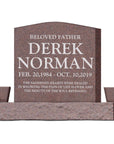 24″ x 6″ x 24″ Upright Headstone with 40" Base & Two Vases