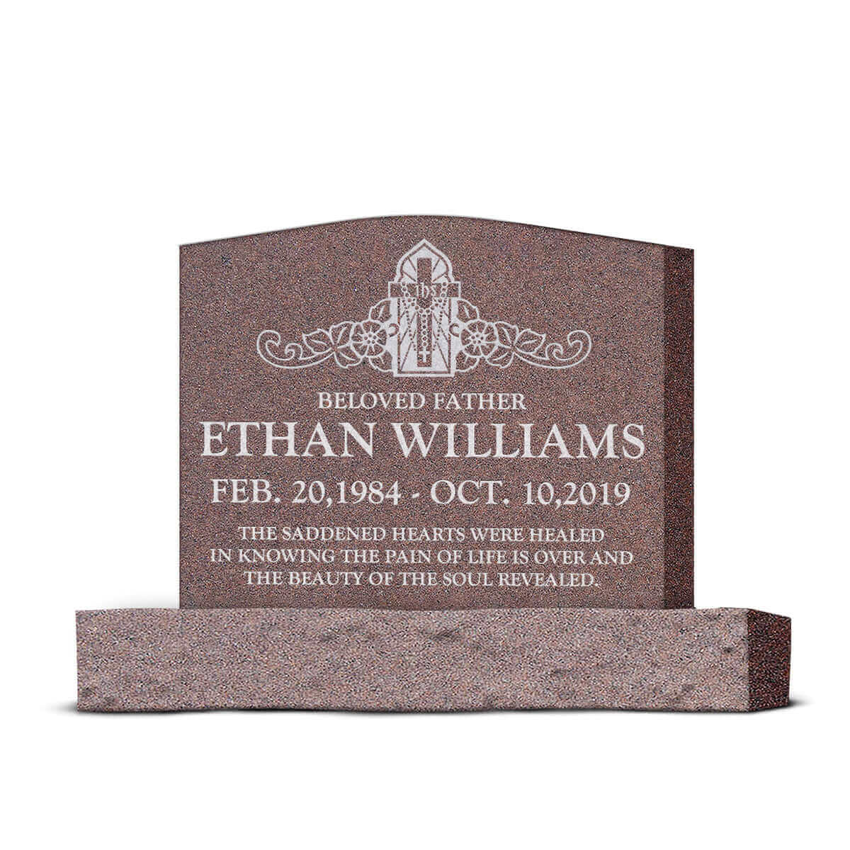 24″ x 6″ x 20″ Upright Headstone with 36″ Base