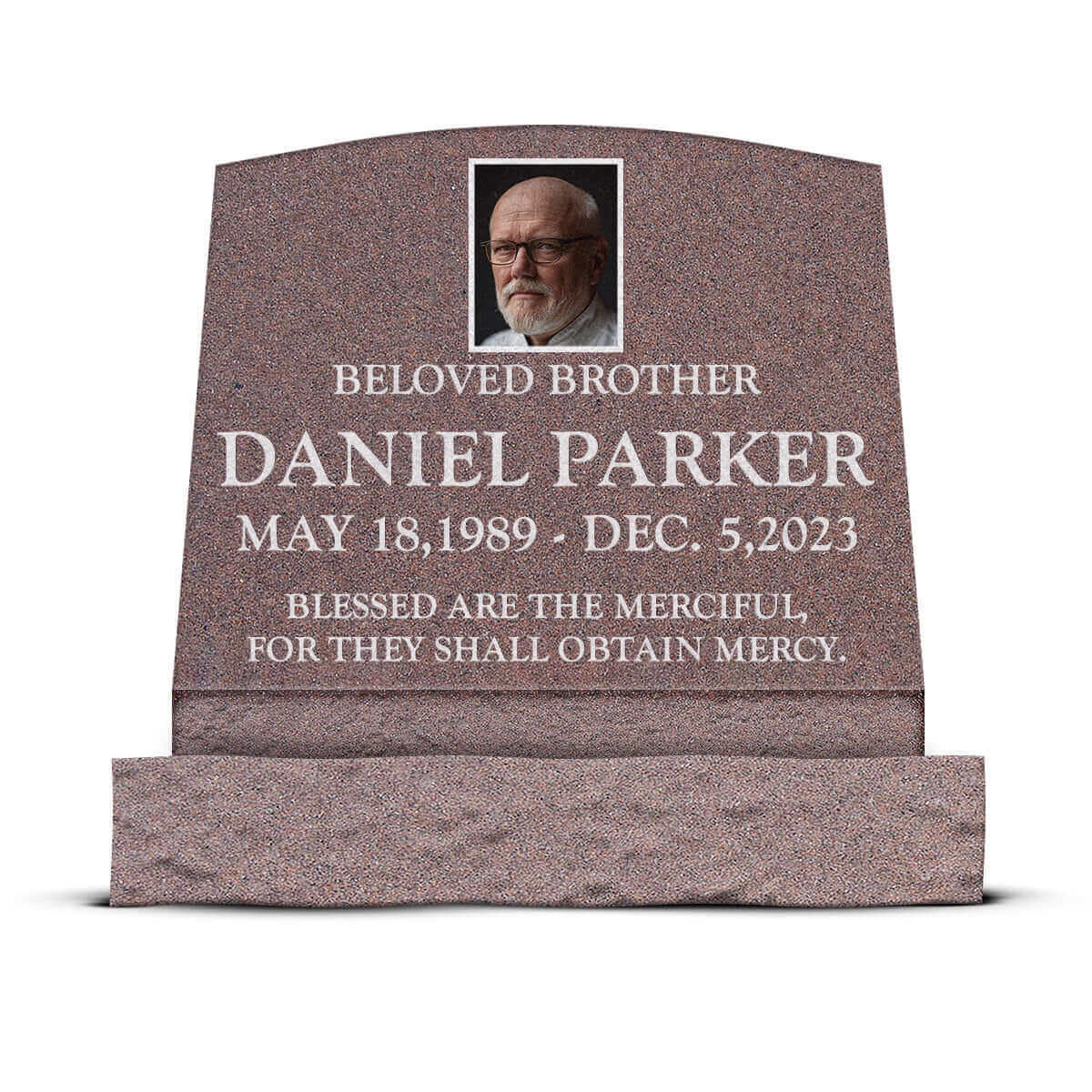 20″ x 10″ x 16″ Slant Headstone with 24″ Base