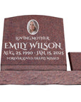 20″ x 10″ x 16″ Slant Headstone with 30″ Base & Vase