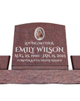 20″ x 10″ x 16″ Slant Headstone with 34″ Base & Two Vases