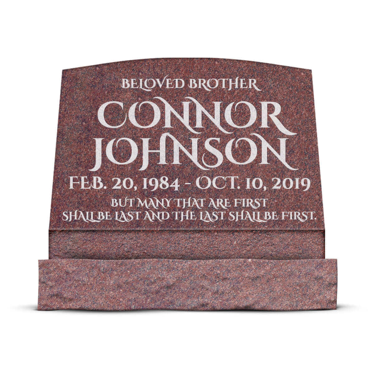 24″ x 10″ x 16″ Slant Headstone with 30″ Base