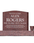 24″ x 6″ x 20″ Upright Headstone with 36″ Base & Vase