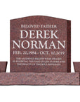 24″ x 6″ x 24″ Upright Headstone with 40" Base & Two Vases