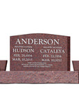 36″ x 6″ x 24″ Upright Headstone with 54″ Base & Two Vases