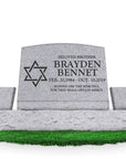 24″ x 10″ x 16″ Slant Headstone with 36″ Base & Two Vases