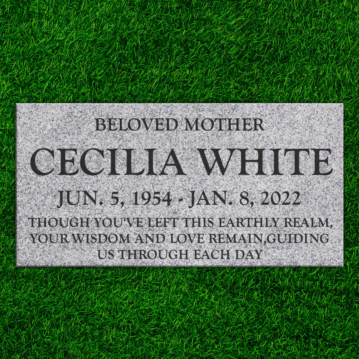 16" x 8" x 3" Single Flat Headstone: Text Only