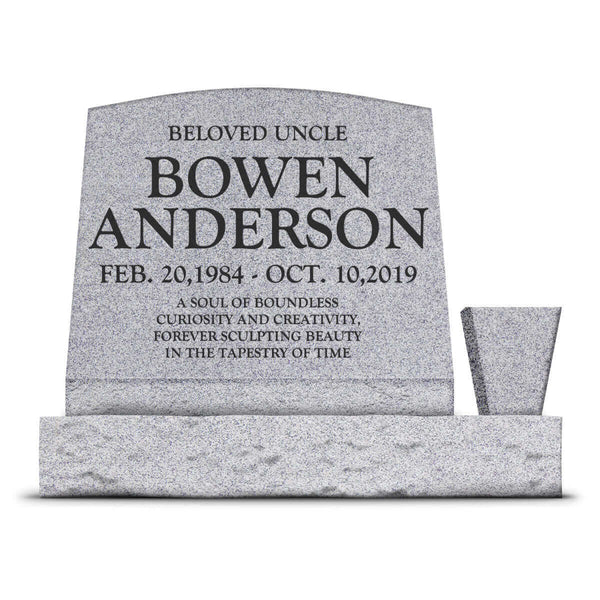 20″ x 10″ x 16″ Slant Headstone with 30″ Base & Vase