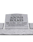 30″ x 10″ x 16″ Slant Headstone with 42″ Base & Two Vases