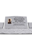 36″ x 10″ x 16″ Slant Headstone with 52″ Base & Two Vases